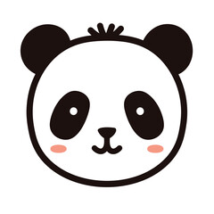 Cute cartoon panda face with big eyes and gentle smile.