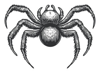 Obraz premium Vintage Spider Illustration in Detailed Black and White Vector Art