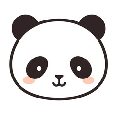 A cute cartoon panda face with blush on its cheeks.