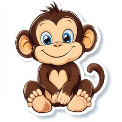 Obraz premium Cute cartoon monkey illustration against a plain background.
