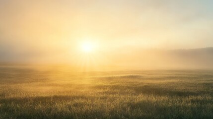 Obraz premium Golden sunrise over a misty field. (2)