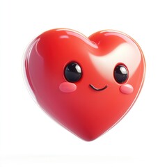 Happy 3D heart emoji, isolated, white background, Valentine's Day use