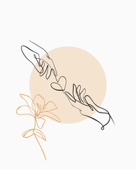 Printable Wall Art Minimalist and Boho Forever Love Embrace with Botanicals