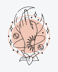 Printable Wall Art Minimalist and Boho Celestial Feminine Power with Universe