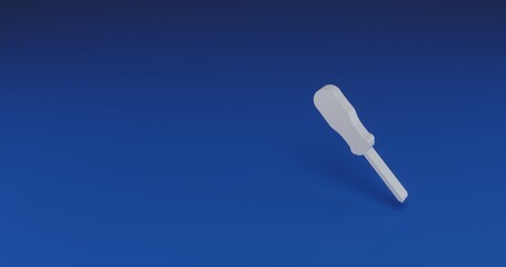 Isolated realistic white a screwdriver symbol with shadow. Located on the right side of the scene. 3d illustration on transparent background