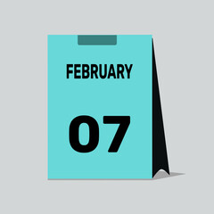 7 february calendar icon vector date number month design background.