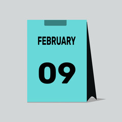 9 february calendar icon vector date number month design background.