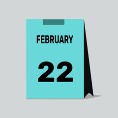 22 february calendar icon vector date number month design background.