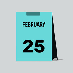 25 february calendar icon vector date number month design background.