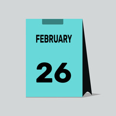 26 february calendar icon vector date number month design background.