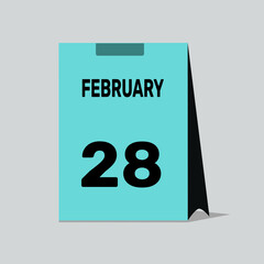 28 february calendar icon vector date number month design background.