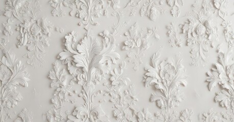 Delicate white floral damask wallpaper, subtle embossed texture , elegant, floral wallpaper, white flowers