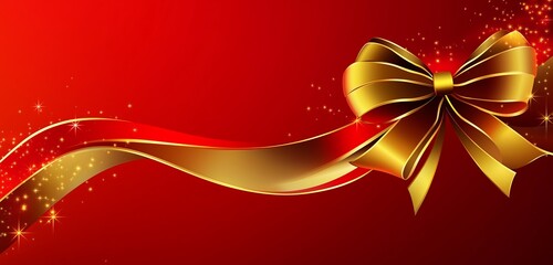 Red Background with Gold Bow Free Festive Image