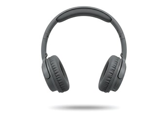 Gray wireless headphones, isolated on white background, for music listening
