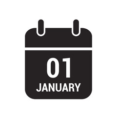 1 calendar icon black with white text and numbers