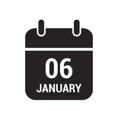 6 calendar icon black with white text and numbers