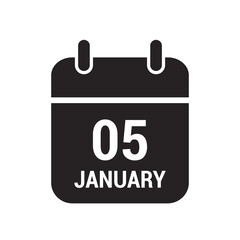 5 calendar icon black with white text and numbers