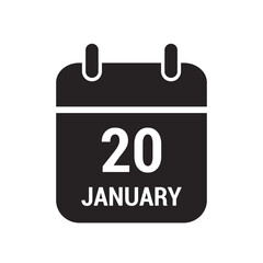 20 calendar icon black with white text and numbers