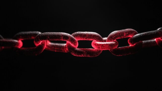 A red chain against a black background.