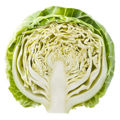 Obraz premium Fresh cabbage slice showcased on a transparent background to highlight its intricate layers and texture, cabbage slice isolated on transparent