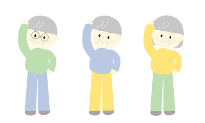 体操をするかわいいシニア男女