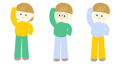 体操をするかわいい男女