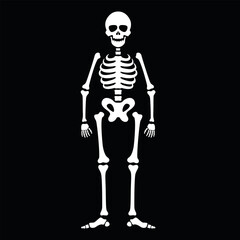 Funny Halloween skeleton human bone silhouette horror costume vector flat illustration