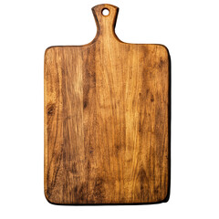 Fototapeta premium Isolated wooden cutting board with a rustic design suitable for kitchen and culinary preparations, Isolated wooden cutting board