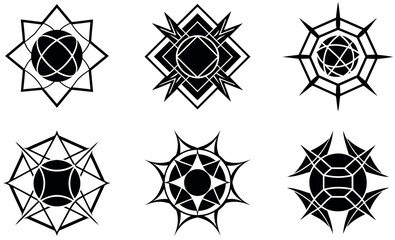 Fototapeta premium Geometric Mandala and Star Pattern Icon Set - Intricate Abstract Designs