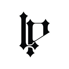 LP monogram logo design letter text name symbol monochrome logotype alphabet character simple logo