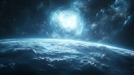 Fototapeta premium Cosmic energy radiating from a celestial body.