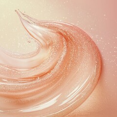 Fototapeta premium Elegant flowing liquid with shimmer effect on a soft pink background