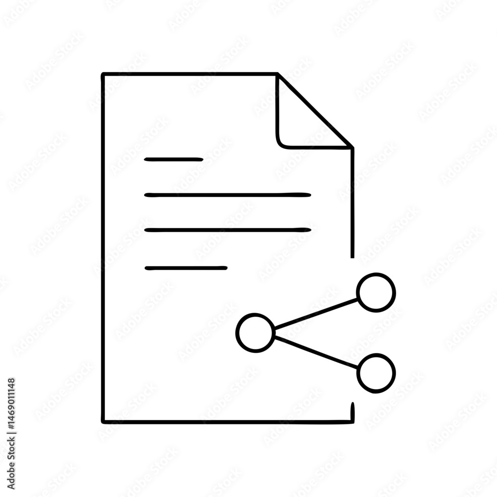 Poster share file icon in contour style with thin line design