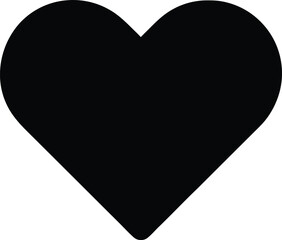 Solid black heart shape on a white background.