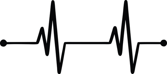 ECG heart rate monitor line, medical pulse illustration, vector.
