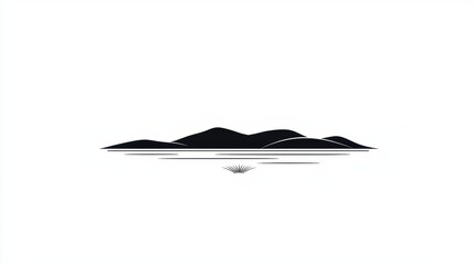 A minimalist landscape of a mountain range reflected in calm water.