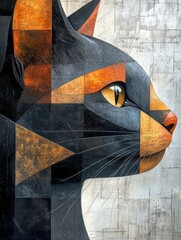 Urban street art shows a painted portrait of a cat near a young woman's graffiti design on a textured wall