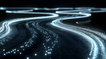 Glowing Blue Light Trails Abstract Background