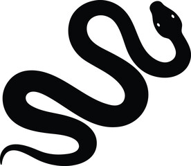 Black silhouette of a snake with open hood, illustration of a venomous reptile.