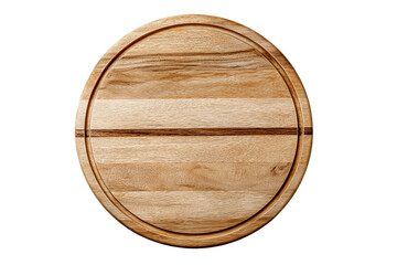 Round Light Brown Wooden Cutting Board on Transparent Background, PNG