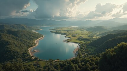 Albufera des Grau seen from above under a cloudy midday sky, revealing wetlands and surrounding natural textures.