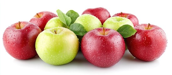 Red and Green Apples with Water Droplets