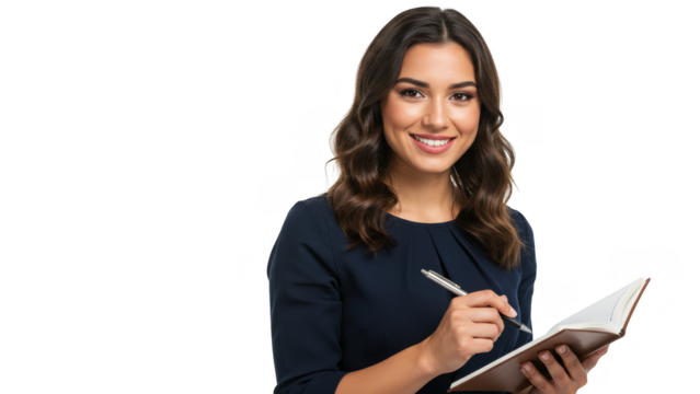 Woman writing in notebook