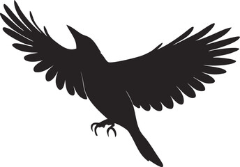 Obraz premium Black silhouette vector illustration of a flying eagle, a wild bird with strong wings in flight, perfect for tattoo art or nature design.