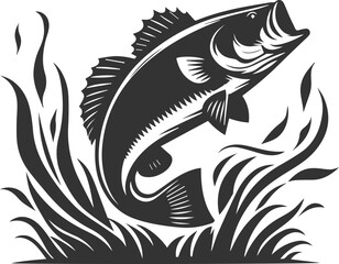 Swimming bass fish vector 