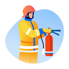 A flat style illustration of fire extinguisher,