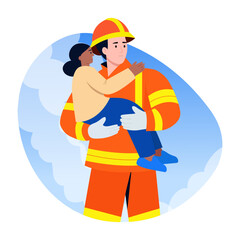 A flat style illustration of rescue kid