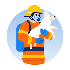 A flat style illustration of pet rescue