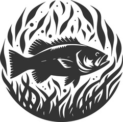 Swimming bass fish vector 