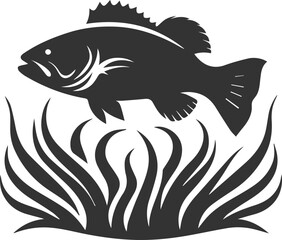 Swimming bass fish vector 